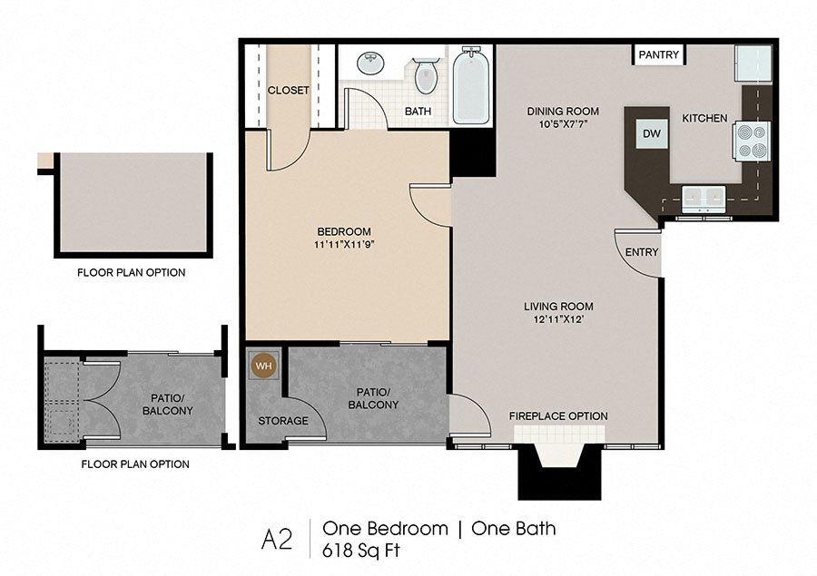 One Bedroom Floor Plan l Ryans Crossing in El Paso, TX